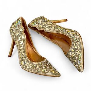 From Blossom Collection Dress Pump Heel 7Gold Iridescent stones were removed